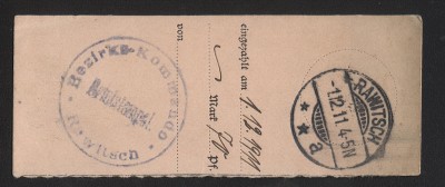 Bezirskommando - kasownik z Rawicza - 1911