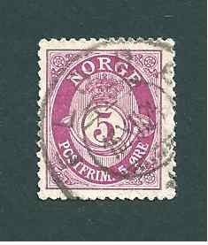 1877 r. Norwegia Scott. Nr. 24 kas.