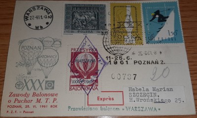 Poczta balonowa 1961