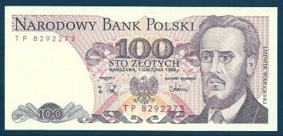 1988 r. Banknot 100 zł Seria TP. UNC