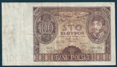 1934 r. Banknot 100 zł Poniatowski Stan III