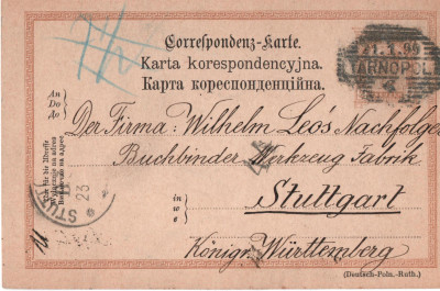 Karta korespondencyjna - Tarnopol 21.01.1899