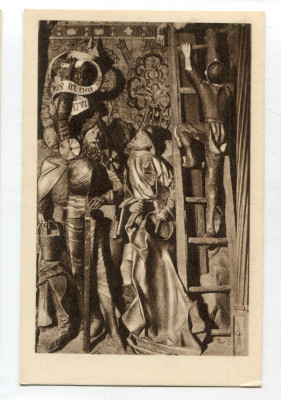 Śląska rzeźba Gotycka stara poczt&oacute;wka Polska