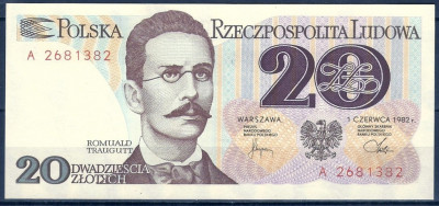 1982 r. Banknot 20 zł Seria A. UNC