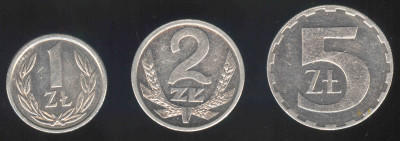 Polska zestaw 1,2,5 złoty 1990 (Al)