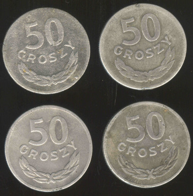 Polska 4x50 groszy 1949 (Al)