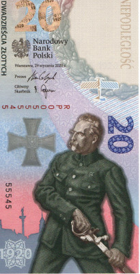 Bitwa Warszawska 1920 banknot 2020r. - numer:  55545