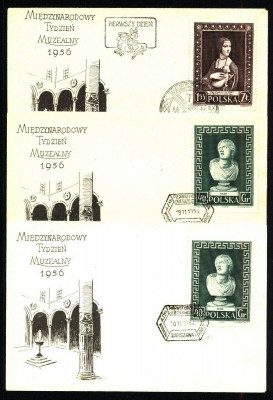 FDC 1956 S-130 Fi 837-839 Kampania Muzealna (antydatowanie)