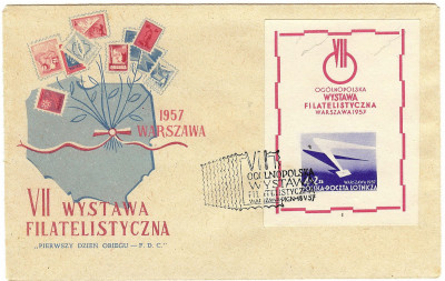 FDC 1957 S-143 bl 20 Ogolnopolska Wystawa Filatelistyczna