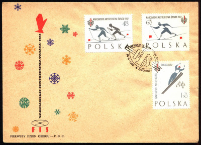 FDC 1962 S-248 Fi 1149a-51a Narciarskie MŚ w Zakopanem (Z)