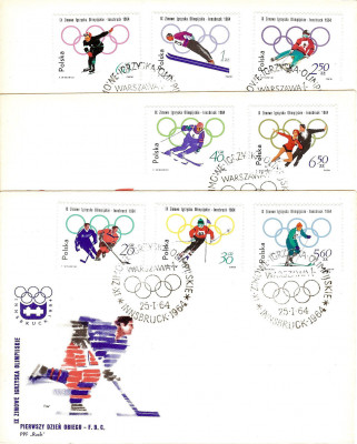 FDC 1964 S-291 1309-1316 IX Zimowe IO Innsbruck