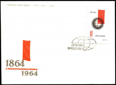 FDC 1964 S-305 Fi 1381 100 rocznica Pierwszej Miedzynarodowk