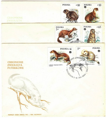 FDC 1984 S-735 Fi 2798-2803 Chronione zwierzeta futerkowe