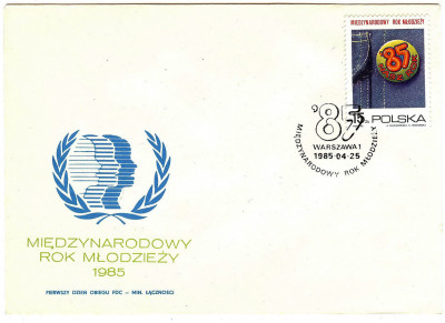 FDC 1985 S-742 Fi 2821 Miedzynarodowy Rok Mlodziezy