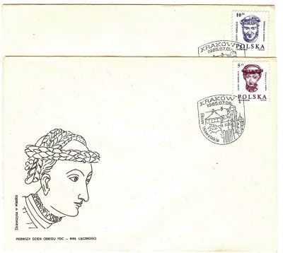 FDC 1985 S-749 Fi 2838-2839 Głowy wawelskie