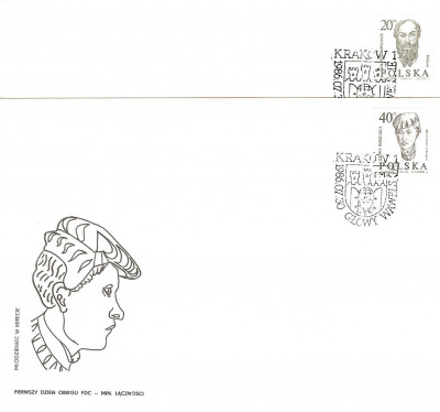 FDC 1986 S-772 Fi 2888a-2888b Głowy wawelskie