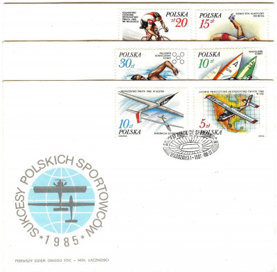 FDC 1986 S-774 Fi 2895-2899 Sukcesy polskich sportowc&oacute;w