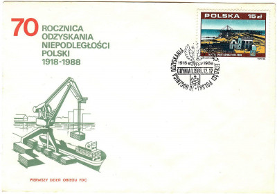 FDC 1988 S-831 Fi 3033 70.rocznica odzyskania niepodleglosci