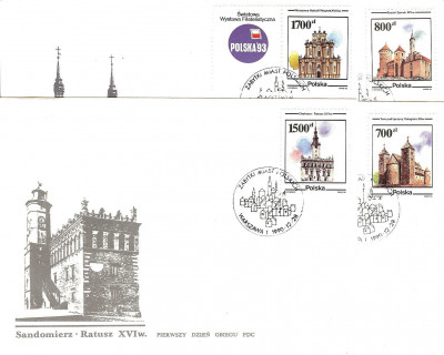 FDC 1990 S-886 Fi 3154-3157 Zabytki miast polskich