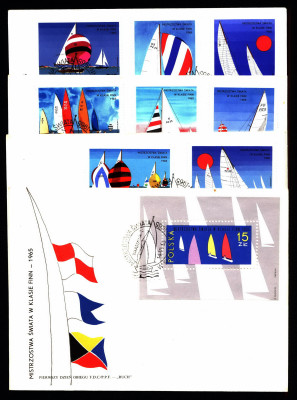 FDC 1965 S-320-321 Fi 1438-1446 MŚ w Klasie FINN