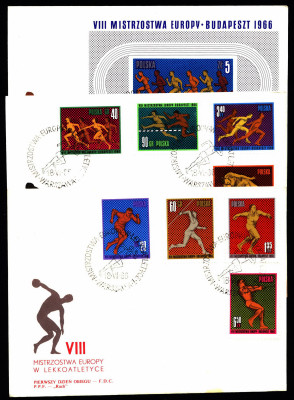 FDC 1966 S-338, 339 Fi 1532-1539 VIII Mistrzostwa Europy