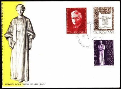 FDC 1967 S-360 Fi 1630-1632 Maria Skłodowska-Curie