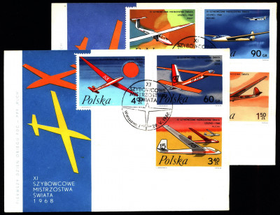 FDC 1968 S-376 Fi 1699-1704 XI Szybowcowe MŚ w Lesznie