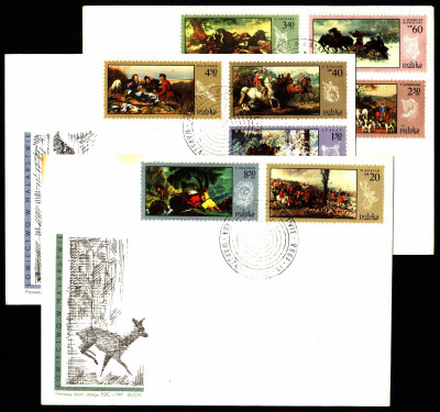 FDC 1968 S-385 Fi 1743-1750 Łowiectwo w malarstwie