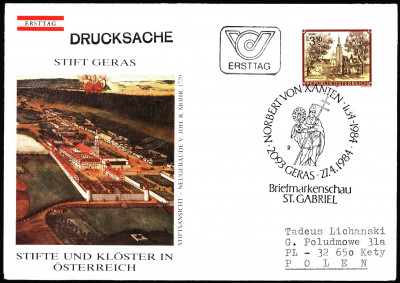 Austria FDC 1984 Mi 1768 Monasteries and Abbeys
