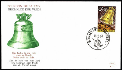 Belgia FDC 1963 Mi 1302 Peace Bells