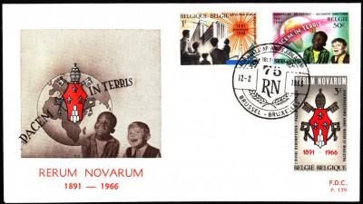 Belgia FDC 1966 Mi 1417-1419 Rerum Novarum [SINT NIKLAAS]