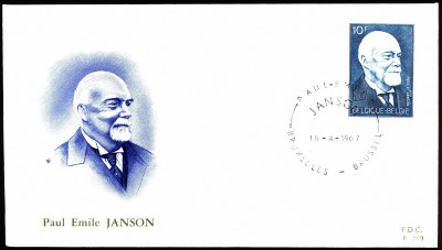 Belgia FDC 1967 Mi 1470 Paul-Emile Janson