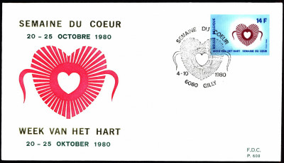 Belgia FDC 1980 Mi 2044 Week of the Heart