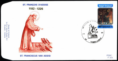 Belgia FDC 1982 Mi 2122 St Francis of Assisi, 800th birth