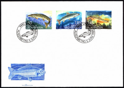 Liechtenstein FDC 1989 Mi 964-966 Fish II