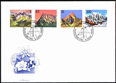 Liechtenstein FDC 1989 Mi 974-977 Mountains I