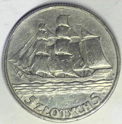 5 zł - Żaglowiec - 1936