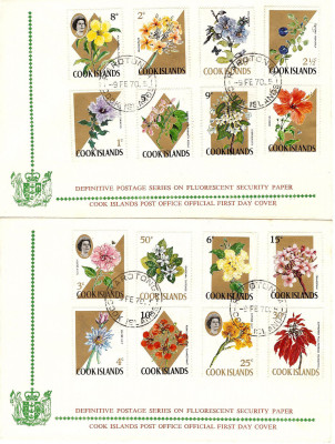 Cook Islands FDC 1970 Mi 151-166 Flowers