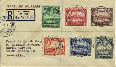 ANTIGUA 1938 FDC-koperta polecona! RZADKA!