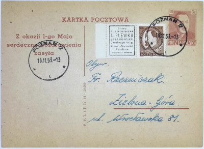 1951 r. Kartka Pocztowa Cp 127  - z okazji 1-go maja