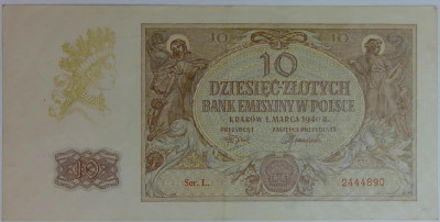 Banknot 10 Złote Polskie 1940 rok seria L.