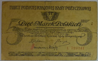 BANKNOT 5 Marek Polskich 1919 Głowacki
