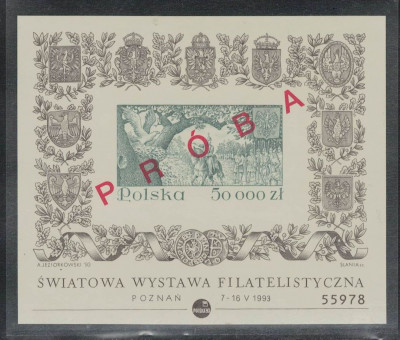 Polska 1993 PR&Oacute;BA - Światowa Wystawa Filat. **