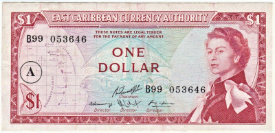 ANTIGUA-KARAIBY WSCHODNIE 1965-P13h-1 dolar EF!