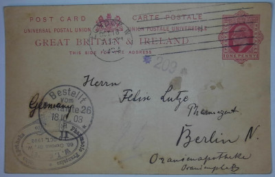 Karta pocztowa - Wielka Brytania - Irlandia 1903 - One Penny