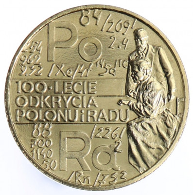 2 zł 100-lecie odkrycia radu i polonu - 1998 rok
