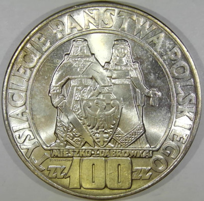 100 zł - Mieszko i Dąbr&oacute;wka - 1966