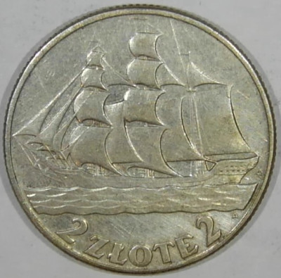 2 zł - Żaglowiec - 1936 - nie czyszczona!