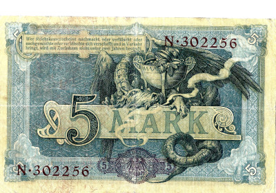 Banknot Niemcy - 5 marek 1904