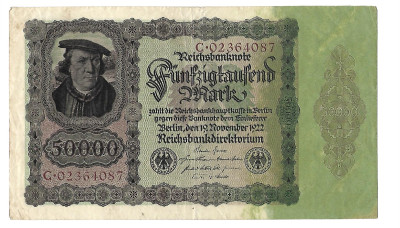 BANKNOT NIEMCY -- 50 000 marek -- 1922 rok (43) Super stan!